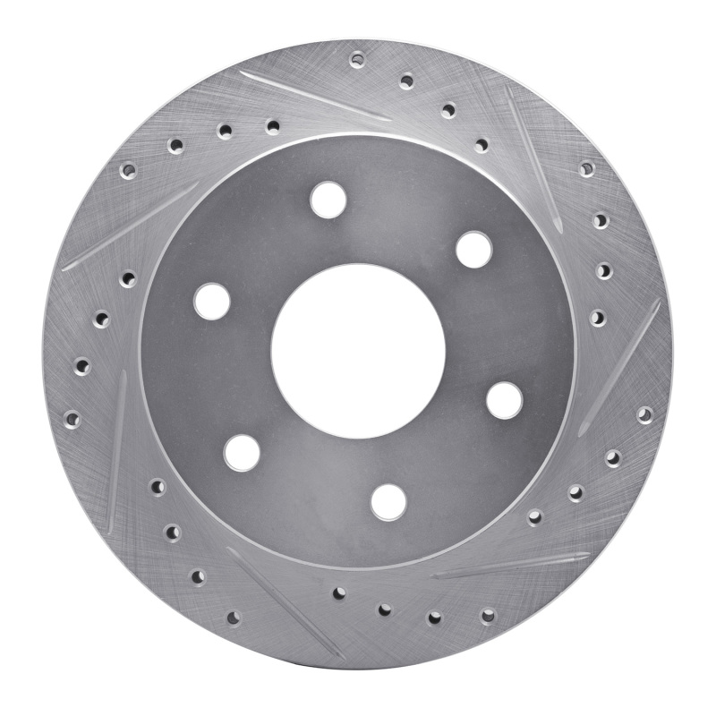 Cadillac Escalade Brake Rotor (1) - Front Right - R1 Concepts - Drilled & Slotted - Silver - `88-`00